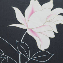 Load image into Gallery viewer, Haori Jacket Vintage(1950-1980) Black Hand painted Flower Silk #11060A3
