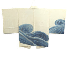 Load image into Gallery viewer, Haori Jacket Vintage(1950-1980) Cream white Curling Wave Silk #10840E2
