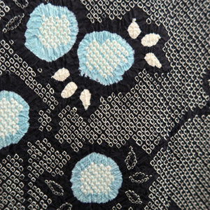 Haori Jacket Vintage(1950-1980) Black Shibori Peony Silk #10063D1