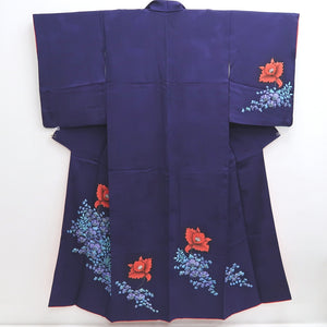 Kimono Dark Purple Flower Silk #10243E3