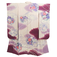 Load image into Gallery viewer, Furisode Purple Floral pattern Silk #11091B1
