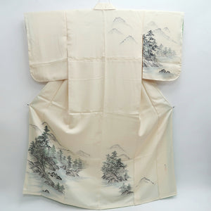 Kimono Cream white Landscape Tall Silk #9944B5