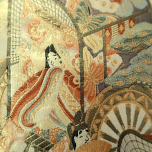 Load image into Gallery viewer, Fukuro Obi Gold Heian Period Aristocrats Silk BB269V5
