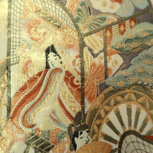 Fukuro Obi Gold Heian Period Aristocrats Silk BB269V5