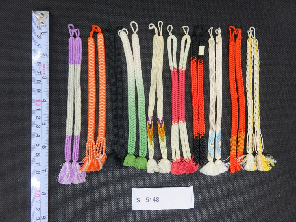 S#5148 Silk Haori Himo Flat Braid 10pcs Bundle Pack