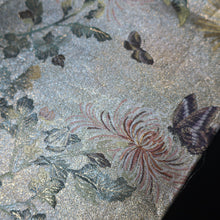 Load image into Gallery viewer, BB10011AB Silk Obi Fabric Chrysanthemum Butterfly Gold Silver 84.6x11.0in(215x28cm)
