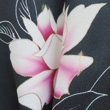Load image into Gallery viewer, Haori Jacket Vintage(1950-1980) Black Hand painted Flower Silk #11060A3
