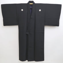 Load image into Gallery viewer, Men&#39;s Kimono Vintage(1950-1980) Black Montsuki Habutae Silk #9969C1
