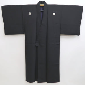 Men's Kimono Vintage(1950-1980) Black Montsuki Habutae Silk #9969C1