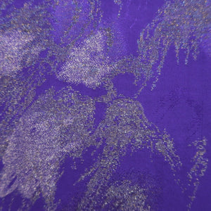 Kimono Vintage(1950-1980) Purple Silver Gold Abstract art Silk #10253E3