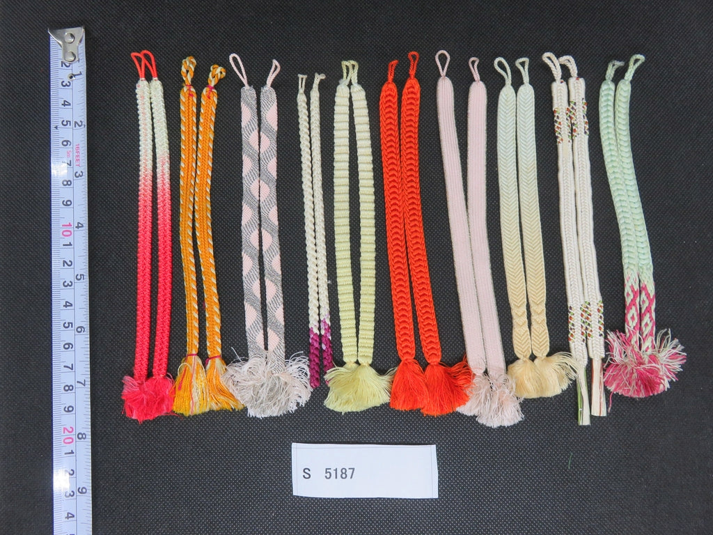 S#5187 Silk Haori Himo Flat Braid 10pcs Bundle Pack