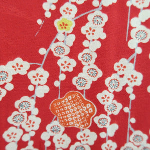 Juban Vintage(1920-1950) Red Shidare Ume Silk #10376F4