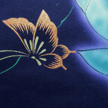 Load image into Gallery viewer, Yukata Navy Butterfly Cotton #10343F3
