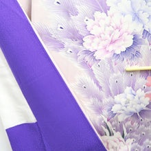 Load image into Gallery viewer, Furisode Pale Pink Peony Peacock Silk #10561B4
