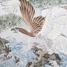 Load image into Gallery viewer, Men's Juban Blueish Gray Eagle Pine Tree Wave Silk #10870E4
