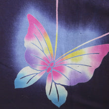 Load image into Gallery viewer, Yukata Vintage(1950-1980) Navy Butterfly Cotton #11095B1
