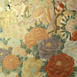 Fukuro Obi Gold Heian Period Aristocrats Silk BB269V5