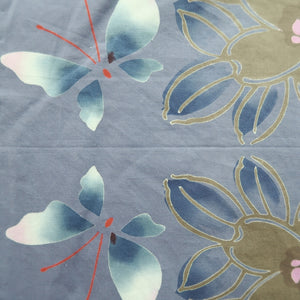 Yukata Gray Butterfly Tall Cotton #10472A5