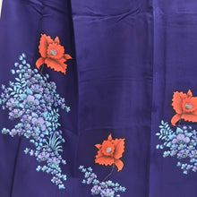 Load image into Gallery viewer, Kimono Dark Purple Flower Silk #10243E3
