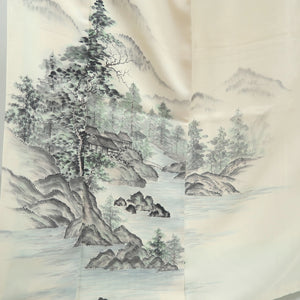 Kimono Cream white Landscape Tall Silk #9944B5