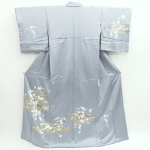 Load image into Gallery viewer, Kimono Blueish Gray Cherry Blossom Chrysanthemum Tall Silk #9933B5
