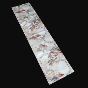 BB10052AD Silk Obi Fabric Phoenix White Gold 49.2x10.6in(125x27cm)