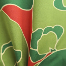 Load image into Gallery viewer, Haori Jacket Green Red Plum blossom Silk #10850E3
