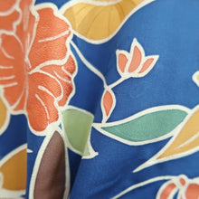 Load image into Gallery viewer, Haori Jacket Blue Floral pattern Silk #10940F1
