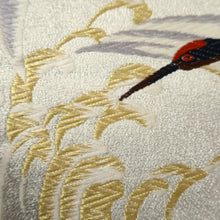 Load image into Gallery viewer, Fukuro Obi Vintage(1950-1980) White Silver Gold Crane Birds Silk BB319V8
