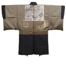 Load image into Gallery viewer, Men&#39;s Haori Vintage(1950-1980) Black Kiyomizudera Temple Silk #10409A2
