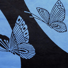 Load image into Gallery viewer, Yukata Vintage(1950-1980) Light Blue Black Butterfly Cotton #10482A5
