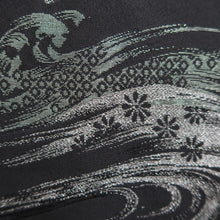 Load image into Gallery viewer, Haori Jacket Vintage(1950-1980) Black Gold Silver Curling Wave Silk #9861B2
