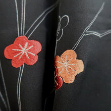 Load image into Gallery viewer, Haori Jacket Vintage(1950-1980) Black Plum blossom Branch Embroidery Silk #11070A4
