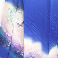 Load image into Gallery viewer, Kimono Blue Butterfly Hand painted Silk #9665J3
