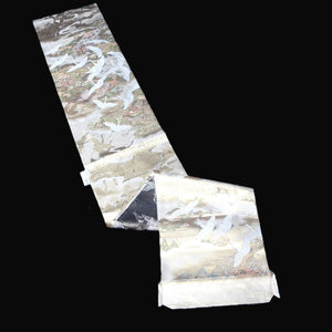 BB10002AB Silk Obi Fabric Crane Birds Gold 68.9x11.0in(175x28cm)