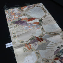 Load image into Gallery viewer, BB10052AD Silk Obi Fabric Phoenix White Gold 49.2x10.6in(125x27cm)
