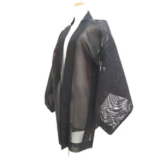 Load image into Gallery viewer, Haori Jacket Vintage(1950-1980) Black Red Sheer Maple Leaf Silk #10961F3
