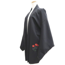 Load image into Gallery viewer, Haori Jacket Black Chrysanthemum Silk #10670C5
