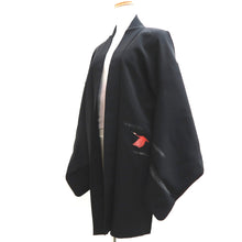 Load image into Gallery viewer, Haori Jacket Vintage(1950-1980) Black Crane Birds Silk #9989C2
