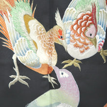 Load image into Gallery viewer, Tomesode Vintage(1950-1980) Black Bird Embroidery Silk #10401A1
