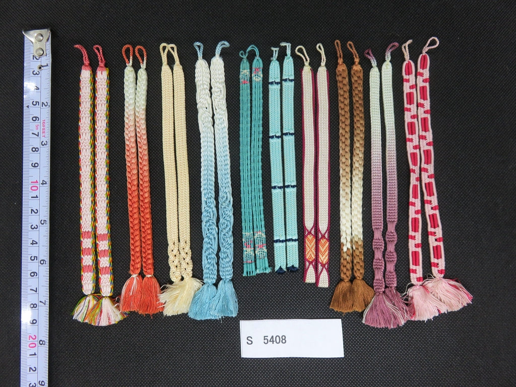 S#5408 Silk Haori Himo Flat Braid 10pcs Bundle Pack