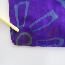 Load image into Gallery viewer, Haori Jacket Vintage(1920-1950) Blueish Purple Meisen Floral pattern Silk #11050A3
