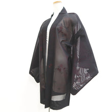 Load image into Gallery viewer, Haori Jacket Vintage(1950-1980) Black Sheer Botanical Silk #10891E4
