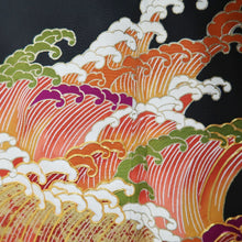 Load image into Gallery viewer, Tomesode Black Wave Tall Silk #10390F5
