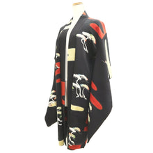 Load image into Gallery viewer, Haori Jacket Vintage(1950-1980) Black Pine Tree Silk #11061A4

