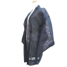 Load image into Gallery viewer, Haori Jacket Vintage(1950-1980) Dark Blue Pink Sheer Botanical Silk #10971F3
