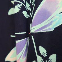 Load image into Gallery viewer, Yukata Vintage(1950-1980) Navy Peppermint Green Butterfly Cotton #10754D3
