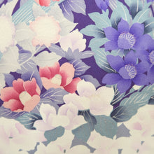 Load image into Gallery viewer, Furisode Purple Floral pattern Silk #11091B1
