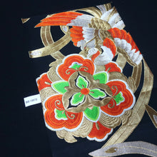 Load image into Gallery viewer, BB10072AF Silk Obi Fabric Phoenix Black Gold 48.4x10.2in(123x26cm)
