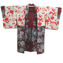 Load image into Gallery viewer, Haori Jacket Vintage(1920-1950) Wine red Meisen Peony Silk #11000F5
